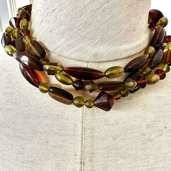 Green and brown multi strand necklace - Picture 1 of 8